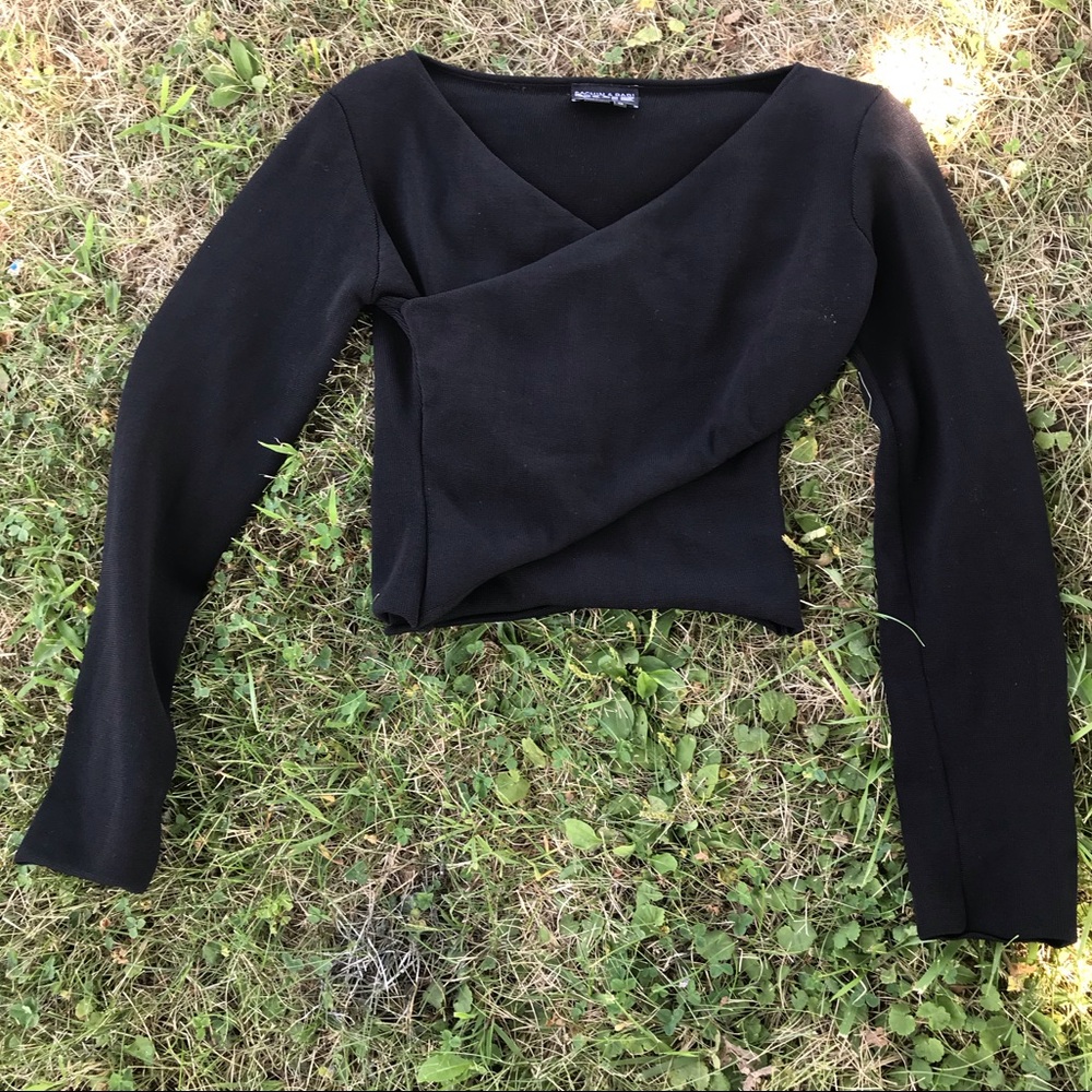 Sachin + Babi | Black Long Sleeve Wrap Blouse